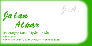 jolan alpar business card